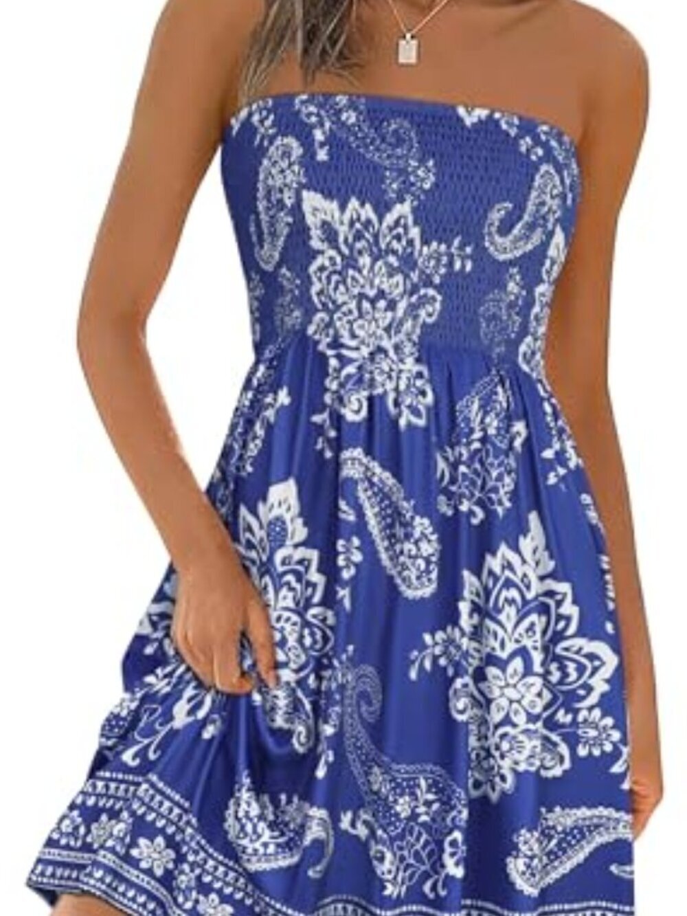 🆕 Summer Dresses for Women Strapless Off Shoulder Boho Sundress Casual Tube